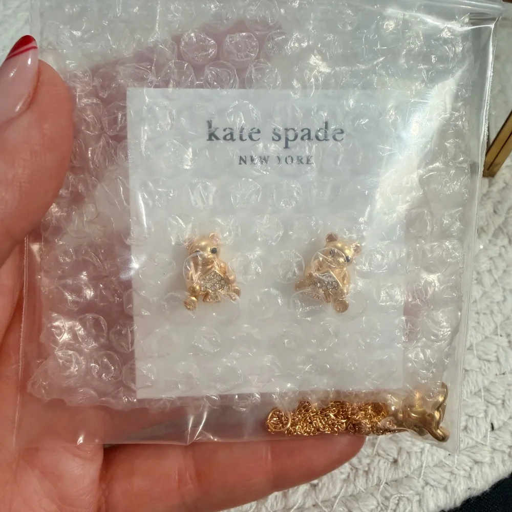 Kate Spade "Oh What Fun" Spade Teddy Bear necklace and earrings set- New! - Picture 6 of 6